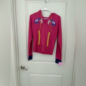 Heatherette sweater fl purple unicorns and a V-neck  size M juniors y2k VTG